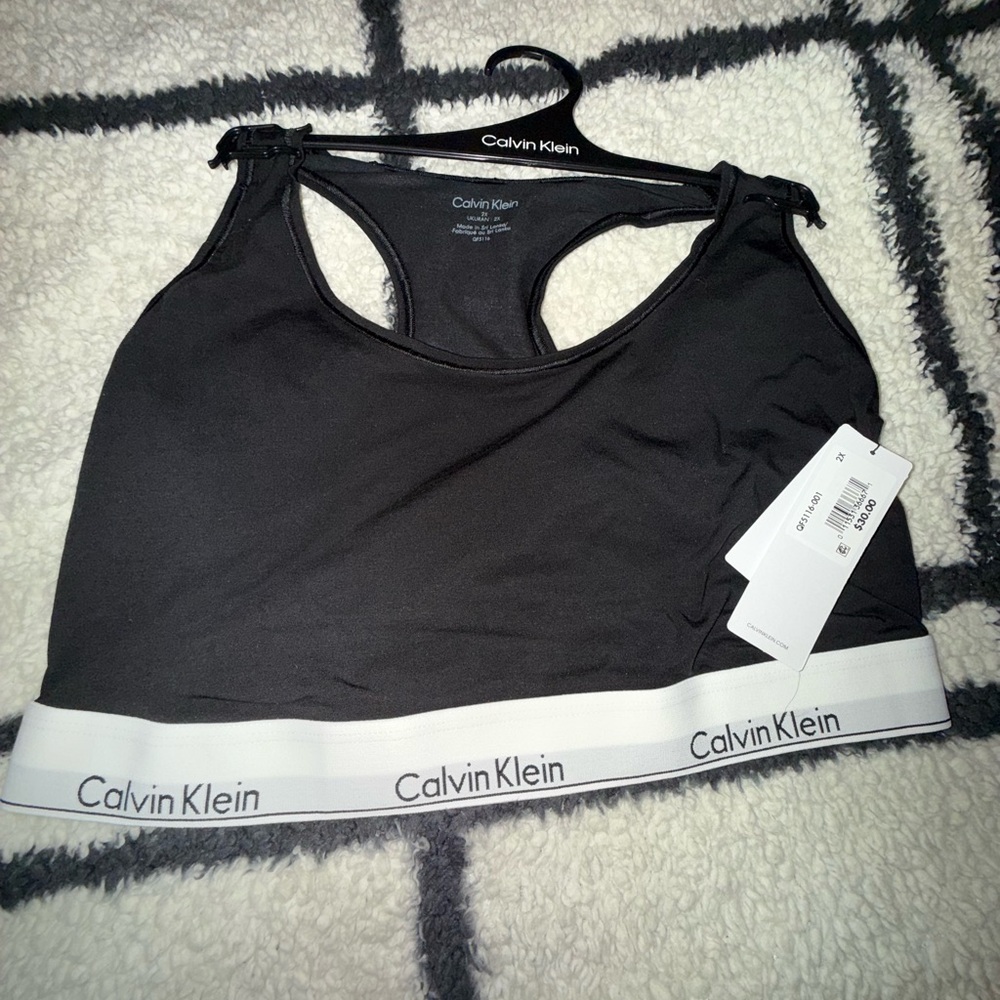 Calvin Klein Black Bralette with White Logo Band